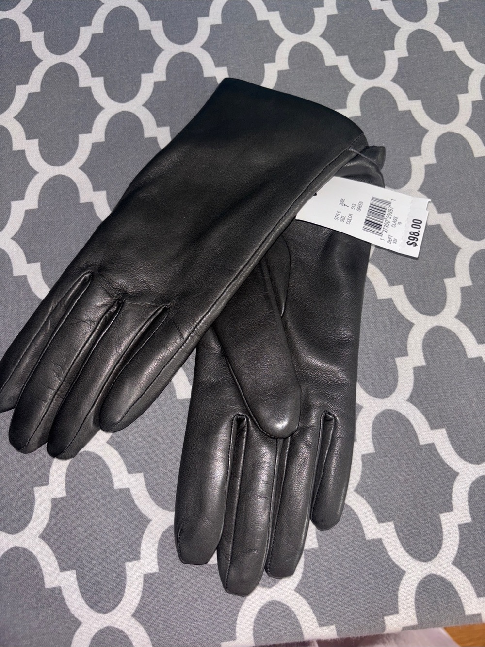 Bloomingdale's Dark Green Leather Women's Dress Gloves